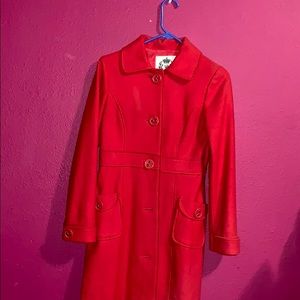 Red button up jacket with pockets